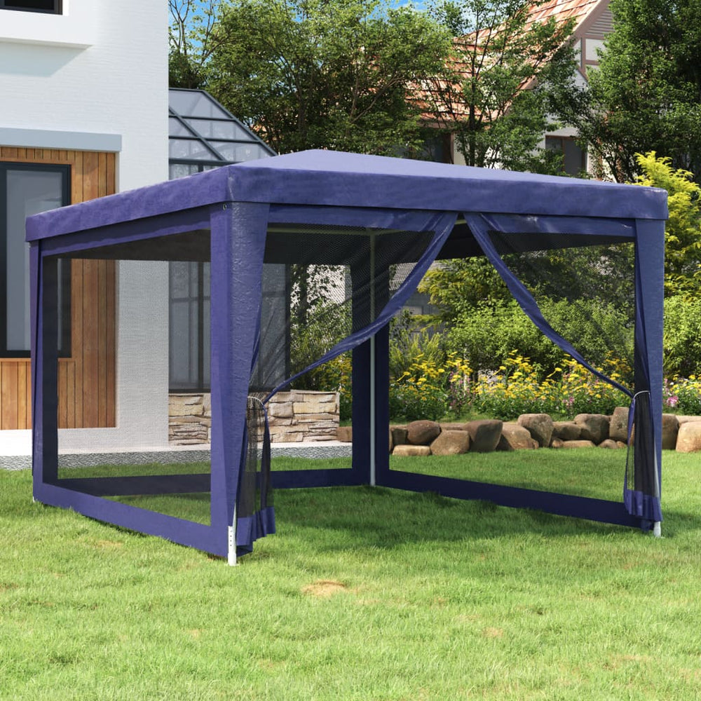 Blaues Partyzelt 3x4 m mit Mesh-Seitenwänden