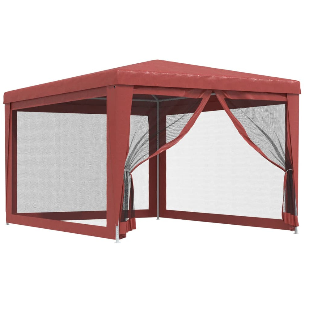 Rotes Partyzelt mit Mesh-Seitenwänden 3x4 m