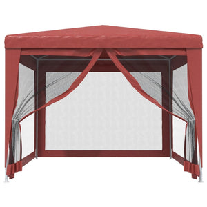 Rotes Partyzelt mit Mesh-Seitenwänden 3x4 m