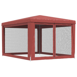 Rotes Partyzelt mit Mesh-Seitenwänden 3x4 m