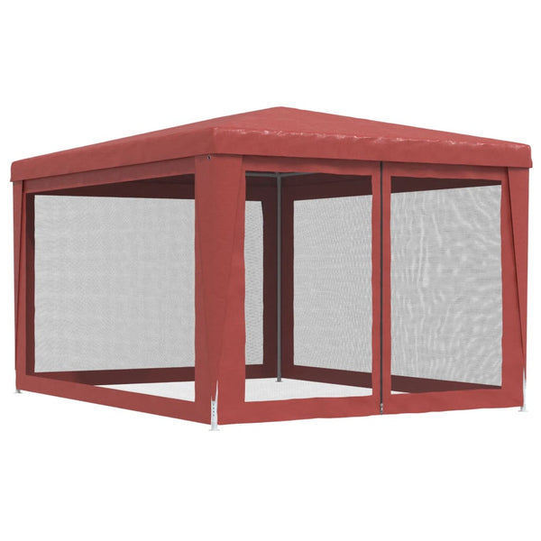 Rotes Partyzelt mit Mesh-Seitenwänden 3x4 m