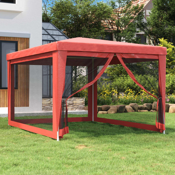 Rotes Partyzelt mit Mesh-Seitenwänden 3x4 m