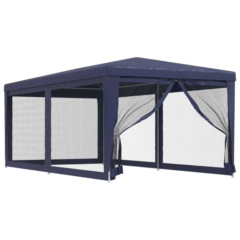 Blaues Partyzelt 3x6 m mit Mesh-Seitenwänden
