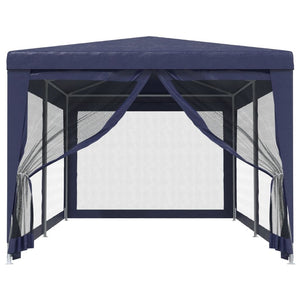 Blaues Partyzelt 3x6 m mit Mesh-Seitenwänden