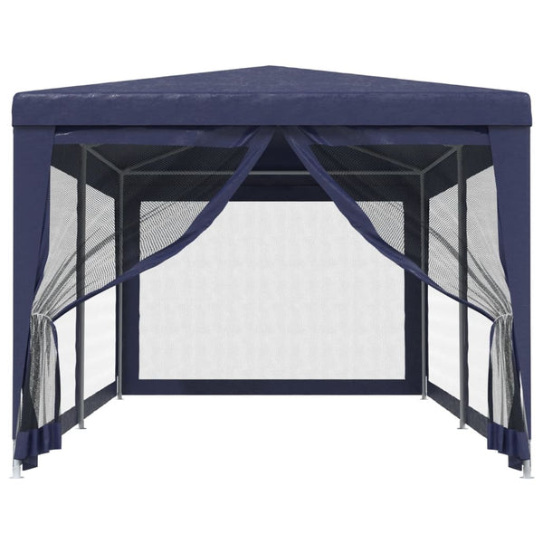 Blaues Partyzelt 3x6 m mit Mesh-Seitenwänden