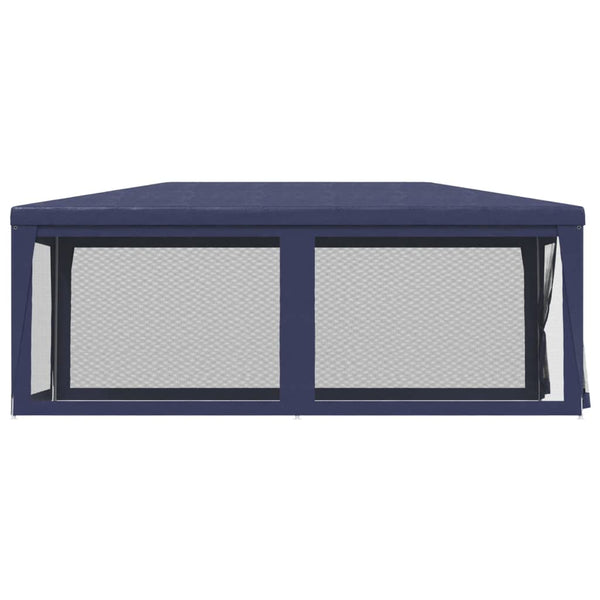 Blaues Partyzelt 3x6 m mit Mesh-Seitenwänden