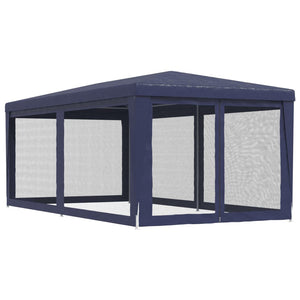 Blaues Partyzelt 3x6 m mit Mesh-Seitenwänden