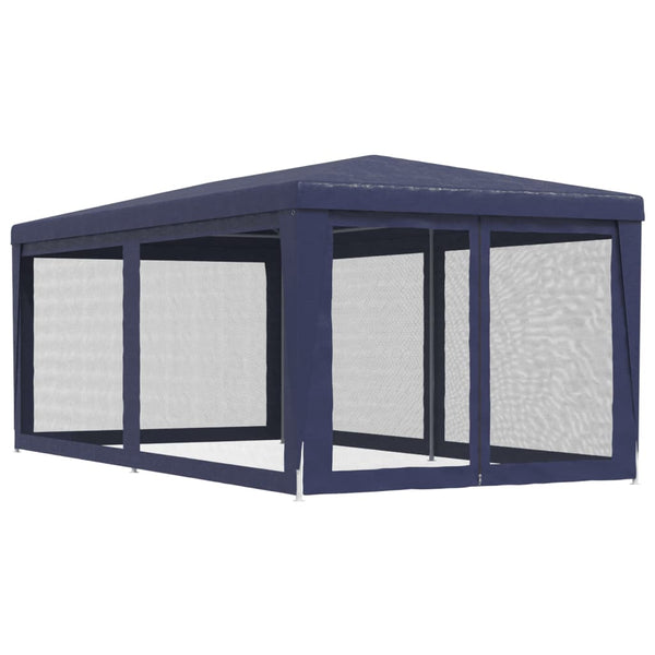 Blaues Partyzelt 3x6 m mit Mesh-Seitenwänden