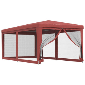 vidaXL Tonnelle de réception 3x6 m rouge avec 6 parois en maille PEHD