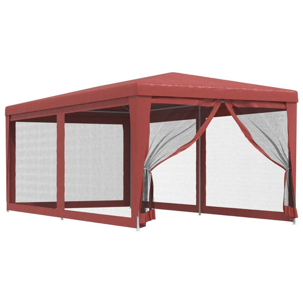 vidaXL Tonnelle de réception 3x6 m rouge avec 6 parois en maille PEHD