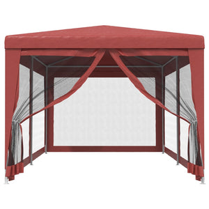 vidaXL Tonnelle de réception 3x6 m rouge avec 6 parois en maille PEHD