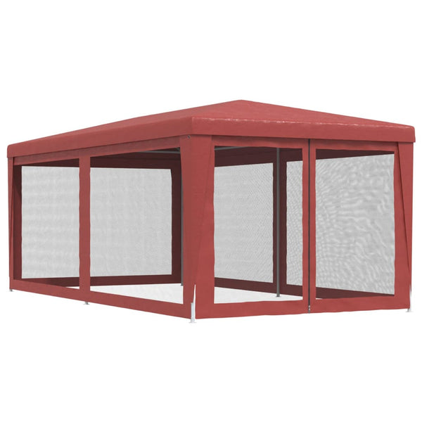 vidaXL Tonnelle de réception 3x6 m rouge avec 6 parois en maille PEHD