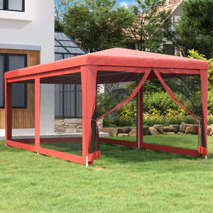 vidaXL Tonnelle de réception 3x6 m rouge avec 6 parois en maille PEHD