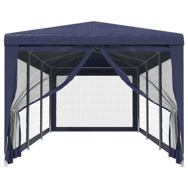 vidaXL Tente de réception avec 8 parois latérales en maille Bleu 3x9 m HDPE