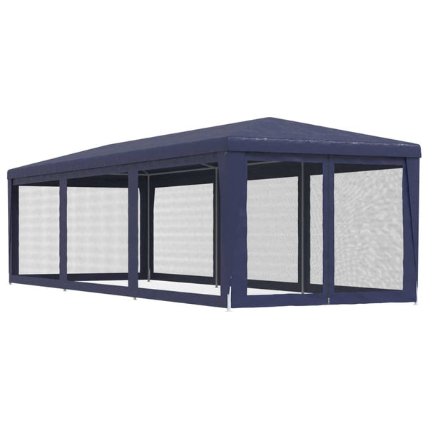 vidaXL Tente de réception avec 8 parois latérales en maille Bleu 3x9 m HDPE