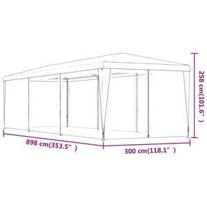 vidaXL Tente de réception avec 8 parois latérales en maille Bleu 3x9 m HDPE