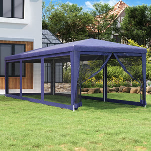 vidaXL Tente de réception avec 8 parois latérales en maille Bleu 3x9 m HDPE