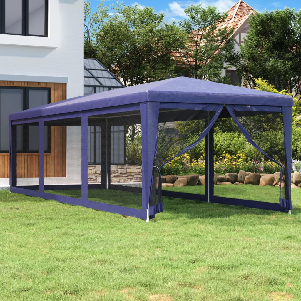 vidaXL Tente de réception avec 8 parois latérales en maille Bleu 3x9 m HDPE