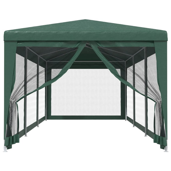 vidaXL Tente de réception avec 8 parois latérales en maille filet Vert 3x9 m HDPE