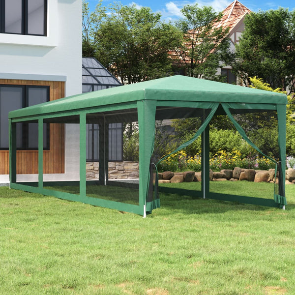 vidaXL Tente de réception avec 8 parois latérales en maille filet Vert 3x9 m HDPE
