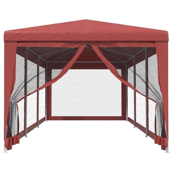 Partyzelt Rot 3x9 m mit Mesh-Seitenwänden