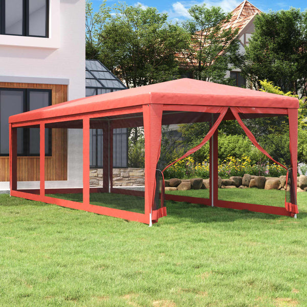 Partyzelt Rot 3x9 m mit Mesh-Seitenwänden