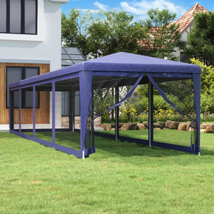 vidaXL Tonnelle de réception avec 10 parois latérales en maille Bleu 3x12 m PEHD