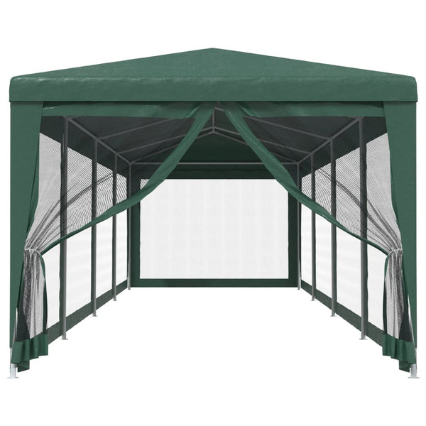 Grünes Partyzelt 3x12 m mit Mesh-Seitenwänden