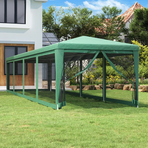 Grünes Partyzelt 3x12 m mit Mesh-Seitenwänden