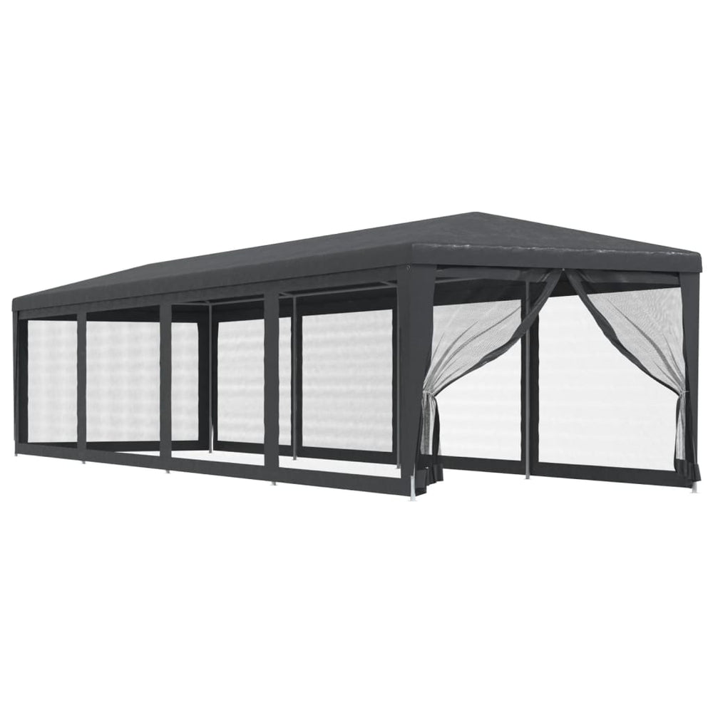 Partyzelt Anthrazit 3x12 m mit Mesh-Seitenwänden