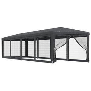 Partyzelt Anthrazit 3x12 m mit Mesh-Seitenwänden