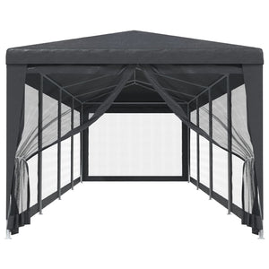 Partyzelt Anthrazit 3x12 m mit Mesh-Seitenwänden
