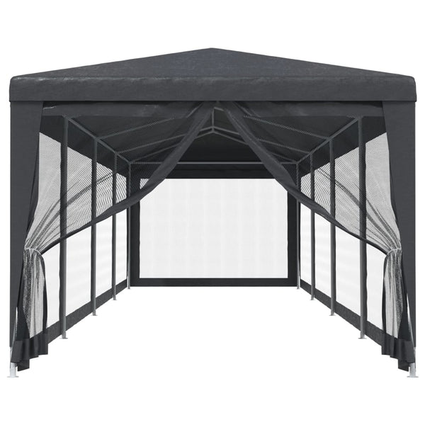 Partyzelt Anthrazit 3x12 m mit Mesh-Seitenwänden