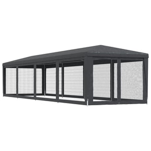 Partyzelt Anthrazit 3x12 m mit Mesh-Seitenwänden