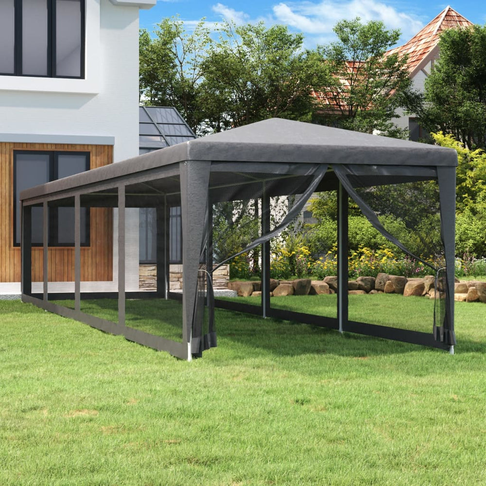Partyzelt Anthrazit 3x12 m mit Mesh-Seitenwänden