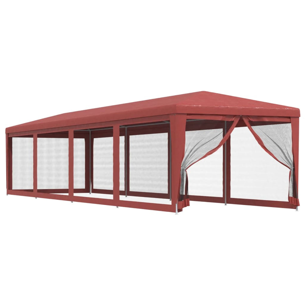 Rotes Partyzelt 3x12m mit Mesh-Seitenwänden