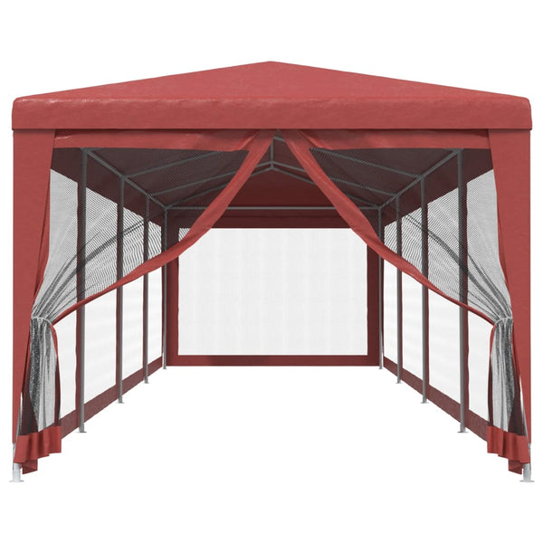 vidaXL Tonnelle de réception avec 10 parois latérales en maille Rouge 3x12 m PEHD