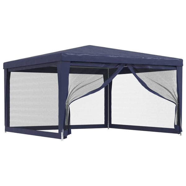 Blaues Partyzelt 4x4 m mit Mesh-Seitenwänden