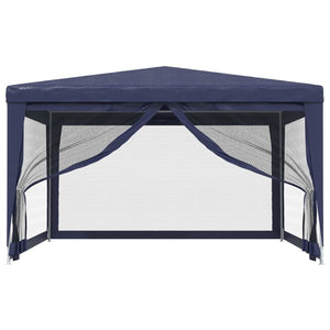 Blaues Partyzelt 4x4 m mit Mesh-Seitenwänden
