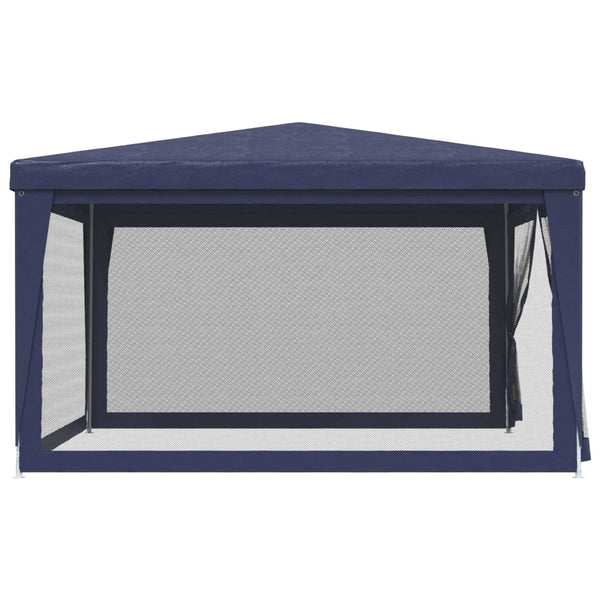 Blaues Partyzelt 4x4 m mit Mesh-Seitenwänden