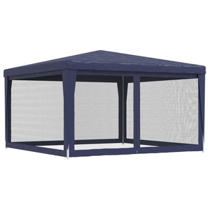 Blaues Partyzelt 4x4 m mit Mesh-Seitenwänden