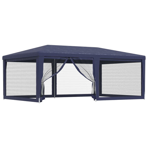 Blaues Partyzelt 6x4 m mit Mesh-Seitenwänden