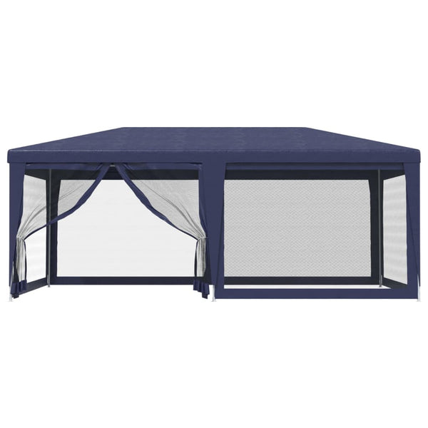 Blaues Partyzelt 6x4 m mit Mesh-Seitenwänden