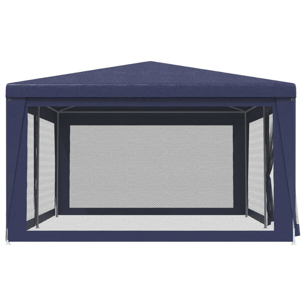 Blaues Partyzelt 6x4 m mit Mesh-Seitenwänden