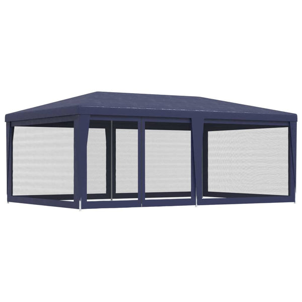 Blaues Partyzelt 6x4 m mit Mesh-Seitenwänden
