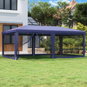 Blaues Partyzelt 6x4 m mit Mesh-Seitenwänden