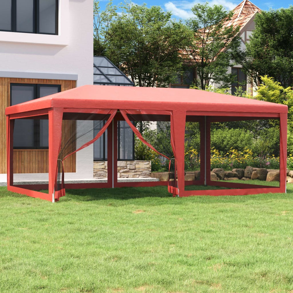 Rotes Partyzelt 6x4 m mit Mesh-Seitenwänden