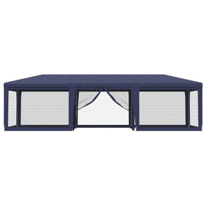 vidaXL Party Tent with 8 Mesh Sidewalls Blue 9x4 m HDPE