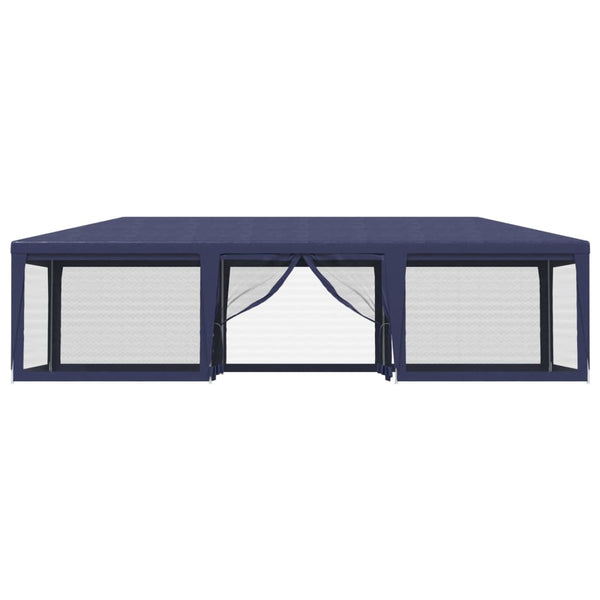vidaXL Party Tent with 8 Mesh Sidewalls Blue 9x4 m HDPE