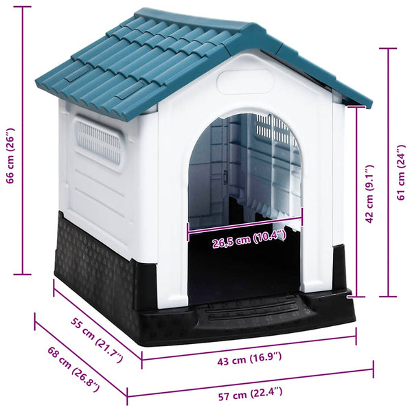 Hundehütte Blau 57x68x66 cm Polypropylen